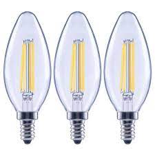 Photo 1 of 25-Watt Equivalent B13 Dimmable Blunt Tip Candle Clear Glass Filament LED Vintage Edison Light Bulb Daylight (4 3-Packs)
