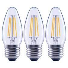 Photo 1 of 60-Watt Equivalent B11 Dimmable Blunt Tip Candle Clear Glass Filament LED Vintage Edison Light Bulb Soft White (4 3-Packs)
