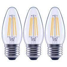 Photo 1 of 60-Watt Equivalent B11 Dimmable Blunt Tip Candle Clear Glass Filament LED Vintage Edison Light Bulb Soft White (4 3-Packs)
