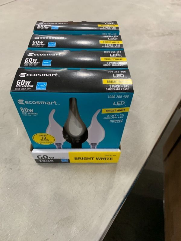 Photo 1 of 60-Watt Equivalent B11 Dimmable Bent Tip Candle Frosted Glass Filament LED Vintage Edison Light Bulb Soft White(4 3-Packs)
