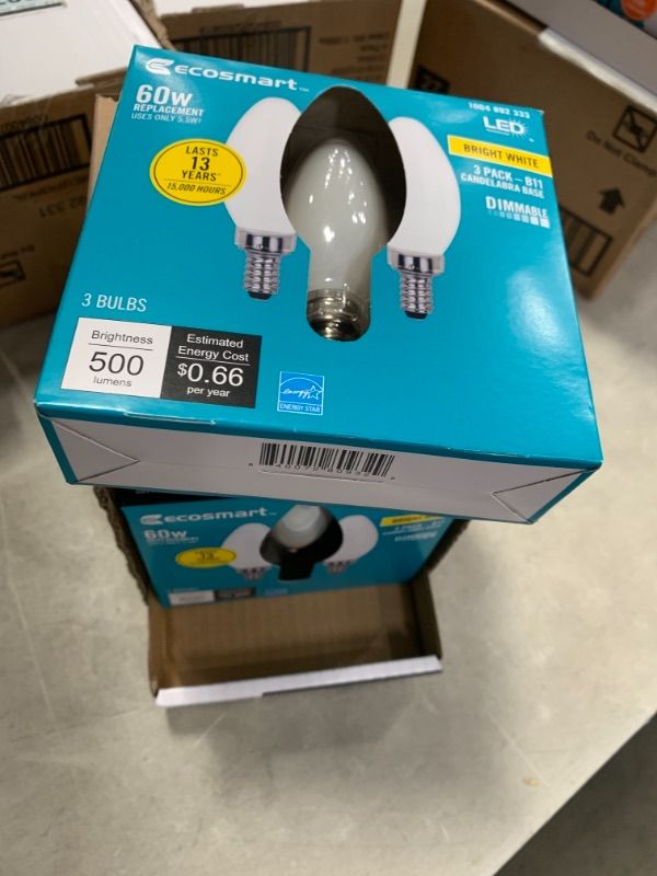 Photo 1 of 60-Watt Equivalent B11 Dimmable ENERGY STAR Frosted Glass Filament LED Vintage Edison Light Bulb Daylight (4 3-Packs)
