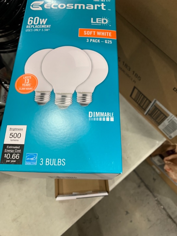 Photo 2 of 60-Watt Equivalent G25 Globe Dimmable ENERGY STAR Filament LED Vintage Edison Light Bulb Soft White (4 3-Packs)
