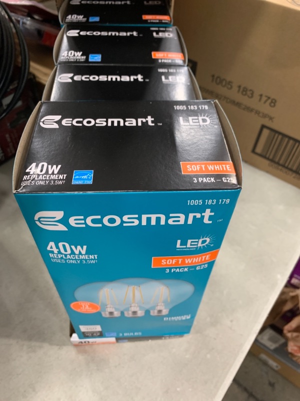 Photo 2 of 40-Watt Equivalent G25 Globe Dimmable ENERGY STAR Clear Glass Filament LED Vintage Edison Light Bulb Soft White (4 3-Packs42)
