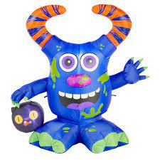 Photo 1 of 4.5 ft. Doodle Monster with Candy Bucket Airblown Halloween Inflatable
