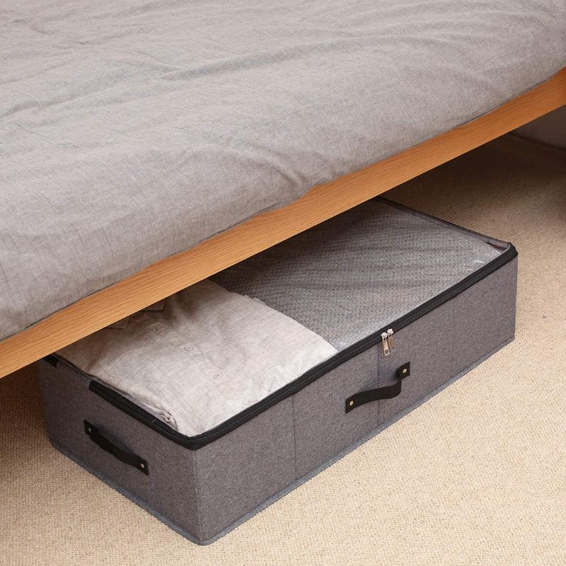 Photo 1 of AMJ Pack of 2, Visible Collapsible Underbed Organizer Bins, Rigid Storage Containers with Lid, Black Gray
