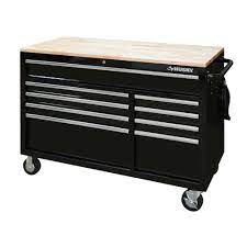 Photo 1 of 52 in. W 9-Drawer, Deep Tool Chest Mobile Workbench in Gloss Black
