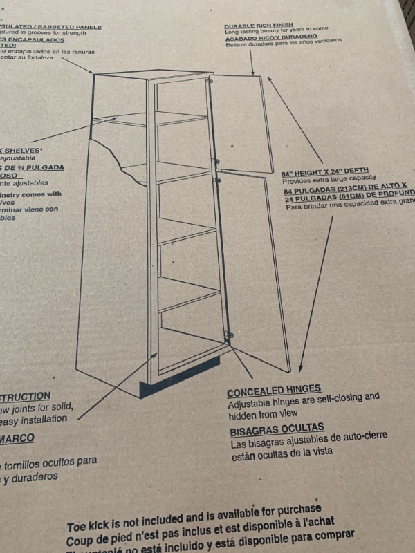 Photo 2 of  Satin White Stock Assembled Pantry Kitchen Cabinet (18 in. x 84 in. x 24 in.)
