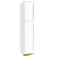 Photo 1 of  Satin White Stock Assembled Pantry Kitchen Cabinet (18 in. x 84 in. x 24 in.)
