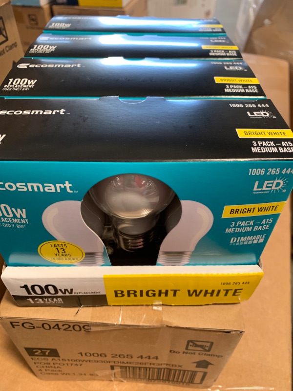 Photo 2 of 100-Watt Equivalent A15 Dimmable Appliance Fan Frosted Glass Filament LED Vintage Edison Light Bulb Bright White(4 3-Pack)
