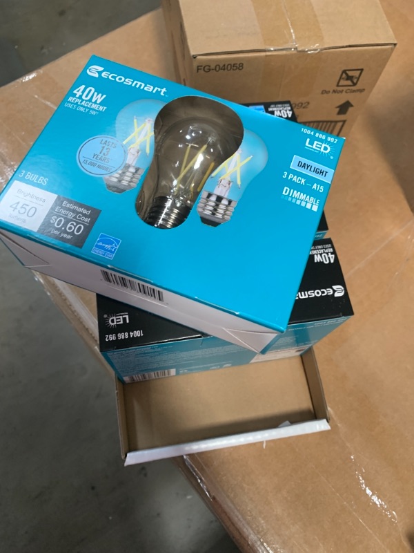 Photo 2 of 40-Watt Equivalent A15 Dimmable ENERGY STAR Clear Glass Decorative Filament Vintage LED Light Bulb Daylight (4 3-Pack)
