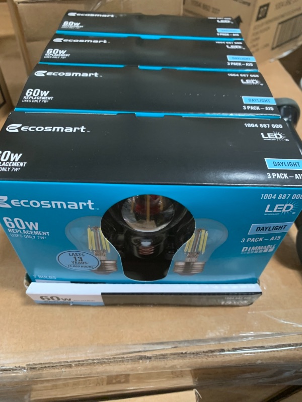 Photo 2 of 60-Watt Equivalent A15 Dimmable Clear Glass Decorative Filament LED Vintage Edison Light Bulb Daylight (4 3-Pack)
