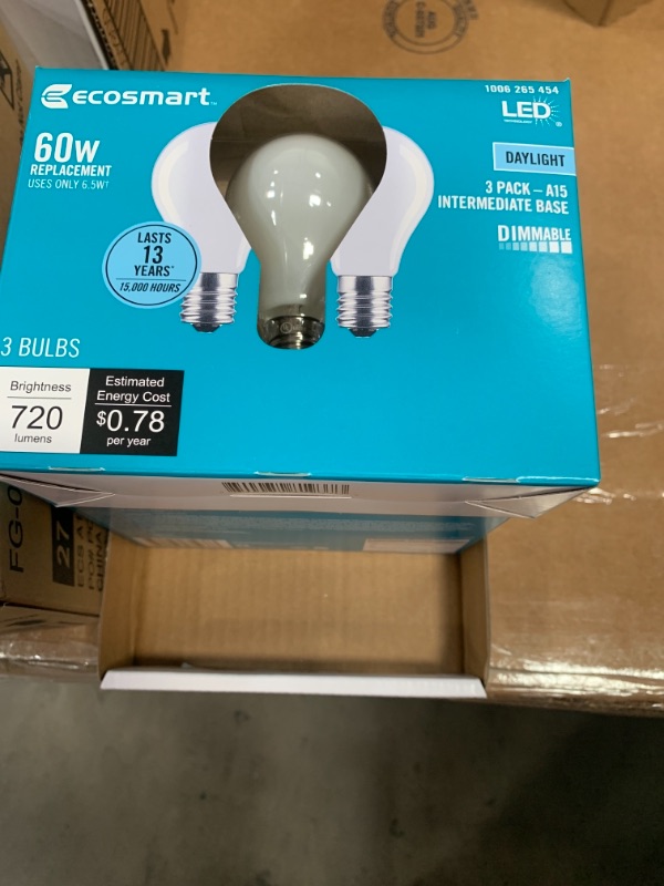 Photo 2 of 60-Watt Equivalent A15 Dimmable Appliance Fan Frosted Glass Filament LED Vintage Edison Light Bulb Daylight (4 3-Pack)
