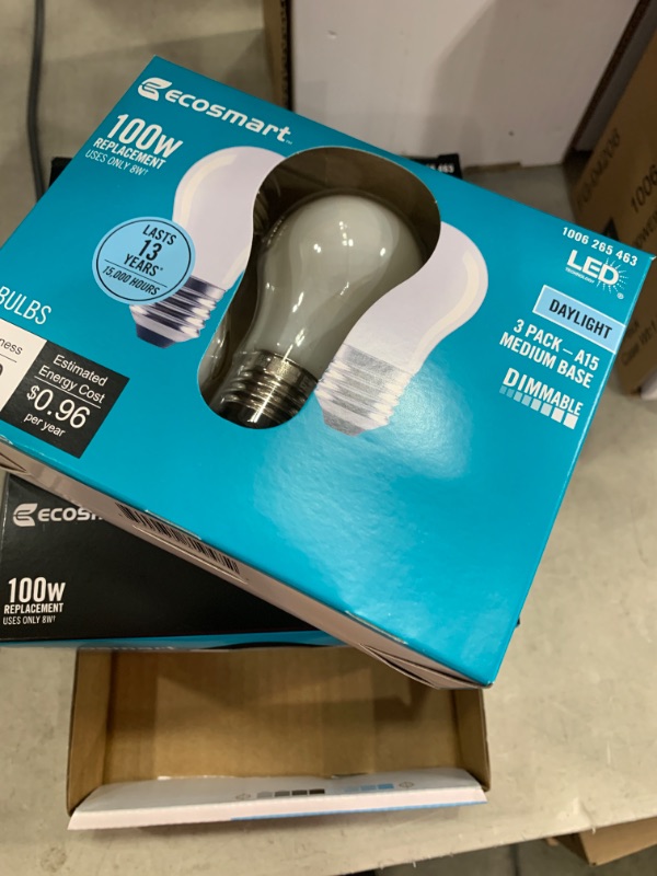 Photo 2 of 100-Watt Equivalent A15 Dimmable Appliance Fan Frosted Glass Filament LED Vintage Edison Light Bulb Daylight (4 3-Pack)
