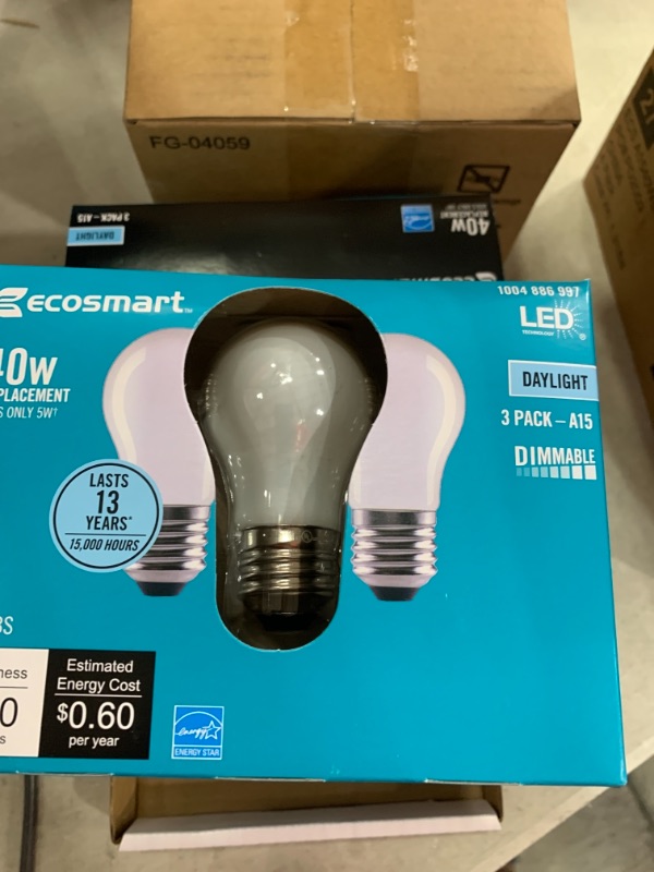 Photo 1 of 40-Watt Equivalent A15 Dimmable ENERGY STAR Frosted Glass Decorative Filament Vintage LED Light Bulb Daylight (3-Pack)
