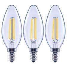 Photo 1 of 100-Watt Equivalent B13 Dimmable Blunt Tip Clear Glass Filament LED Vintage Edison Light Bulb Bright White (4 3-Pack)
