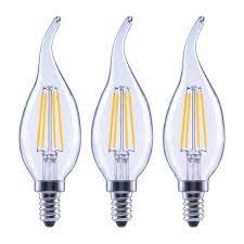 Photo 1 of 60-Watt Equivalent B11 Dimmable Flame Bent Tip Clear Glass Filament LED Vintage Edison Light Bulb Soft White (4 3-Pack)
