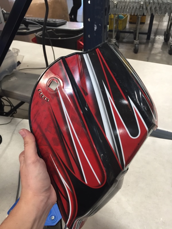 Photo 4 of FIERCE RED 600S VAR SH 9-13 ADF HELMET 
AS IS USED ,MISSING HEAD STRAP, COSMETIC DAMAGE FROM PREVIOUS USE, PLEASE SEE PHOTOS 