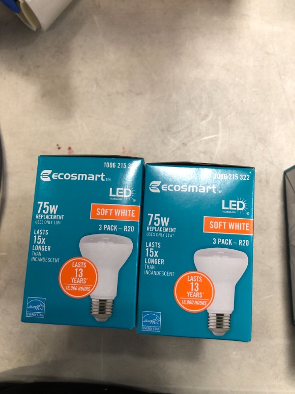 Photo 3 of 75-Watt Equivalent R20 Dimmable ENERGY STAR LED Light Bulb Soft White 2700K (3-Pack)
(2 BOXES, 6 LIGHT BU;BS, PLEASE SEE PHOTOS) 