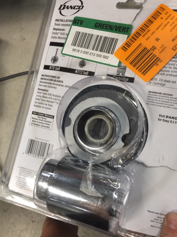 Photo 3 of 1-Handle Valve Trim Kit in Chrome for Delta Tub/Shower Faucets (Valve Not Included)
PREVIOUSLY OPENED, HARDWARE NOT IN ORIGINAL PACKAGING PLEASE SEE PHOTOS 