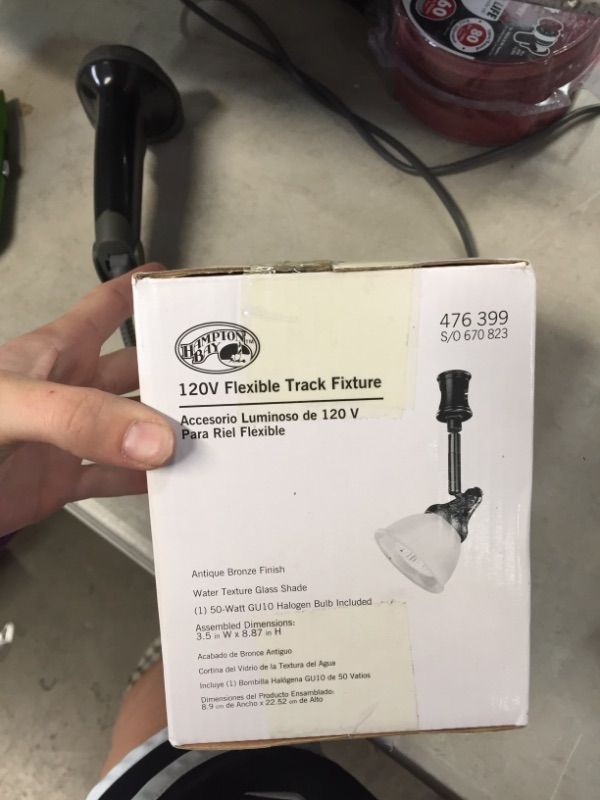 Photo 1 of 120-Volt Antique Bronze Flexible Track Head with Glass Shade
