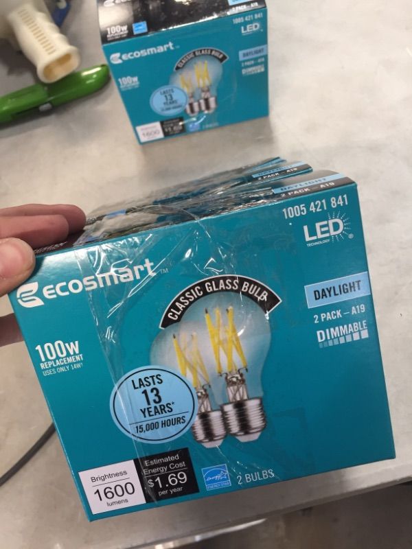 Photo 3 of 100-Watt Equivalent A19 ENERGY STAR and Dimmable LED Light Bulb in Daylight (2-Pack)
(3 BOXES, 6 LIGHT BULBS)