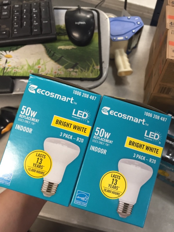 Photo 2 of 50-Watt Equivalent R20 Dimmable ENERGY STAR LED Light Bulb Bright White (3-Pack)
(2 BOXES, 6 LIGHT BULBS) 