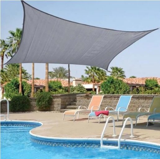 Photo 1 of 12 ft. x 12 ft. Stone Gray Square Shade Sail
AS IS USED 