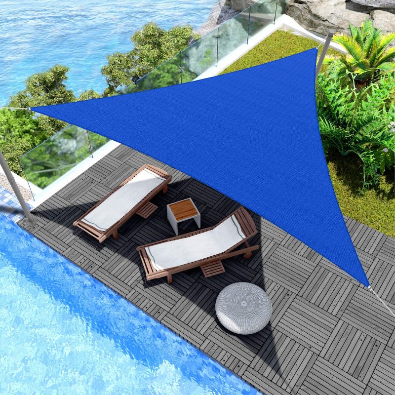 Photo 1 of 12' x 12' x 12' Sun Shade Sail UV Block Fabric Canopy in Blue Triangle for Patio Garden Patio Customized
