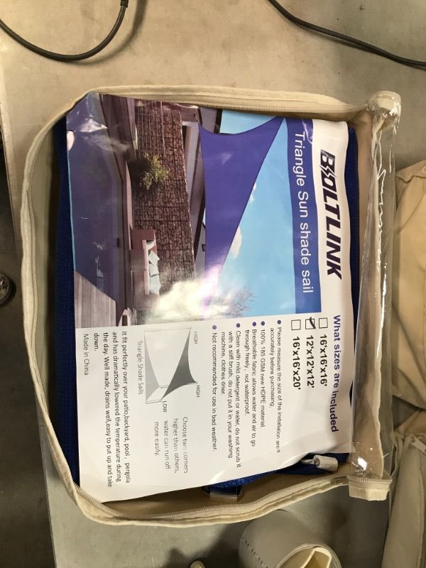 Photo 1 of 12' x 12' x 12' Sun Shade Sail UV Block Fabric Canopy in Blue Triangle for Patio Garden Patio Customized
