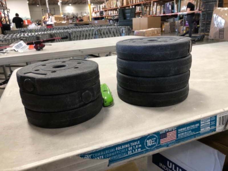 Photo 2 of ADJUSTABLE DUMBELLS WITH CUSHIONED EXTENSION POLE, AND VARIOUS WEIGHT LIMITS 
AS IS USED, (MISSING COMPONENTS, DAMAGED, PLEASE SEE PHOTOS 