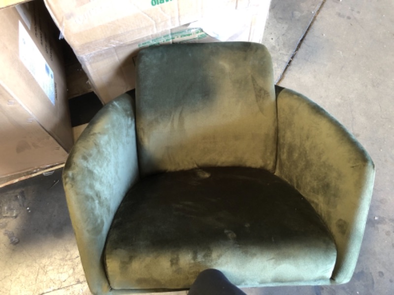 Photo 3 of Amazon Brand – Rivet Bertha Mid-Century Velvet-Upholstered Swivel Office Chair, 25.25"W, Olive Green with Gold Finish
AS IS USED, HARDWARE NOT IN ORIGINAL PACKAGING, PLEASE SEE PHOTOS 