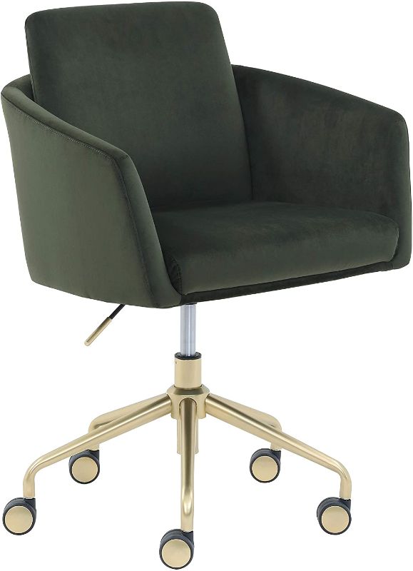 Photo 1 of Amazon Brand – Rivet Bertha Mid-Century Velvet-Upholstered Swivel Office Chair, 25.25"W, Olive Green with Gold Finish
AS IS USED, HARDWARE NOT IN ORIGINAL PACKAGING, PLEASE SEE PHOTOS 