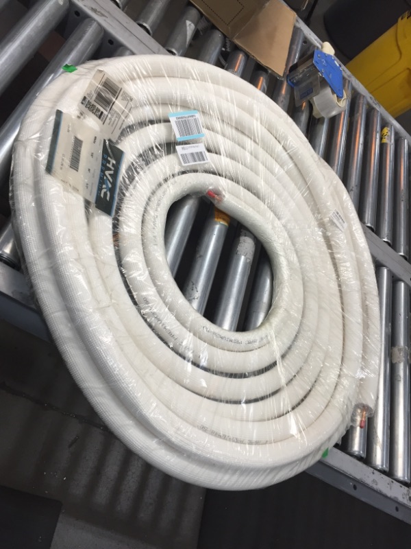 Photo 2 of 1/4" - 1/2" Insulated Copper Coil Line Set - Seamless Pipe Tube for HVAC, Refrigerant - 1/2" White Insulation EZ Twin Set - 25' Long