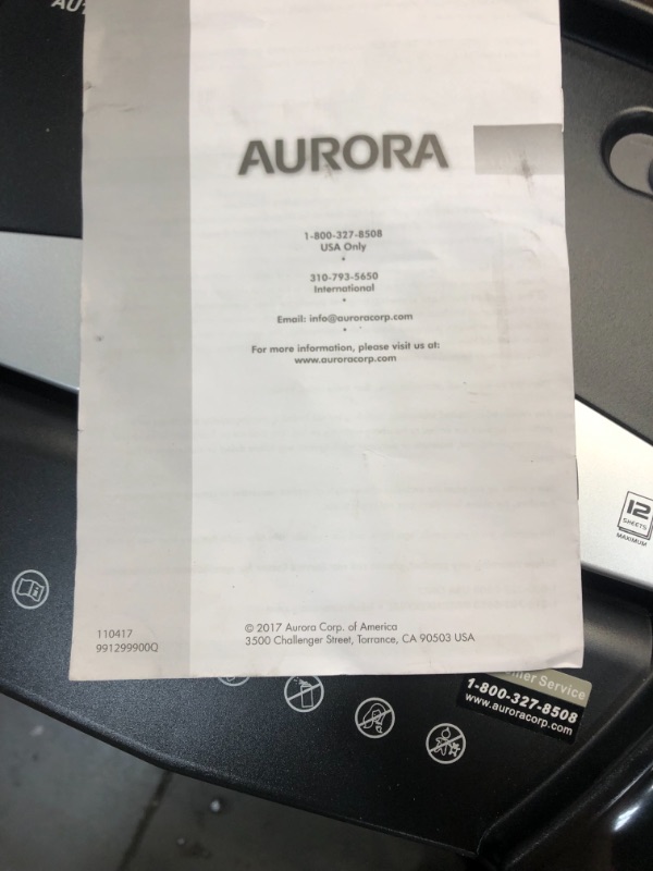 Photo 5 of Aurora AU1210MA Professional Grade High Security 12-Sheet Micro-Cut Paper/ CD and Credit Card/ 60 Minutes Continuous Run Time Shredder
