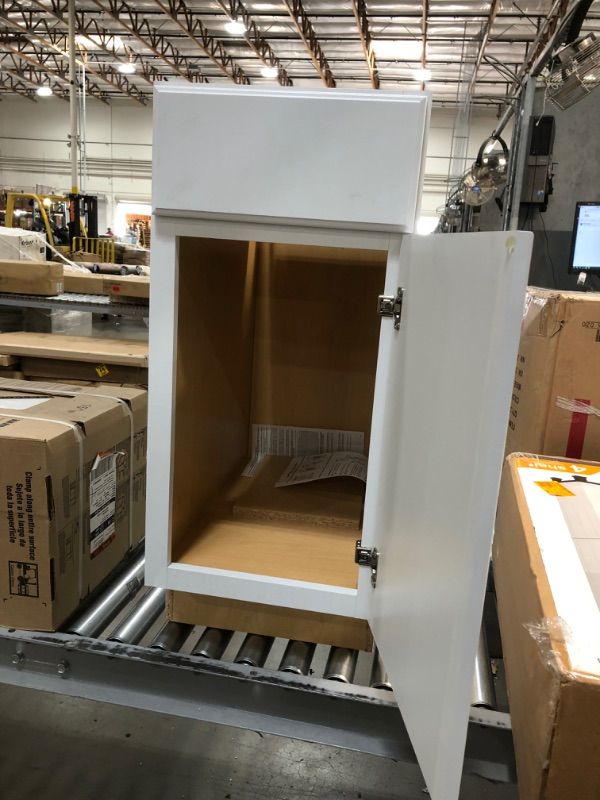 Photo 1 of 15x34.5x24 in. Hampton Base Cabinet with Ball-Bearing Drawer Glides in Satin White
