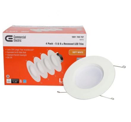 Photo 1 of 5 in. and 6 in. White Integrated LED Recessed Trim, 2700K Soft White (4-Pack)
