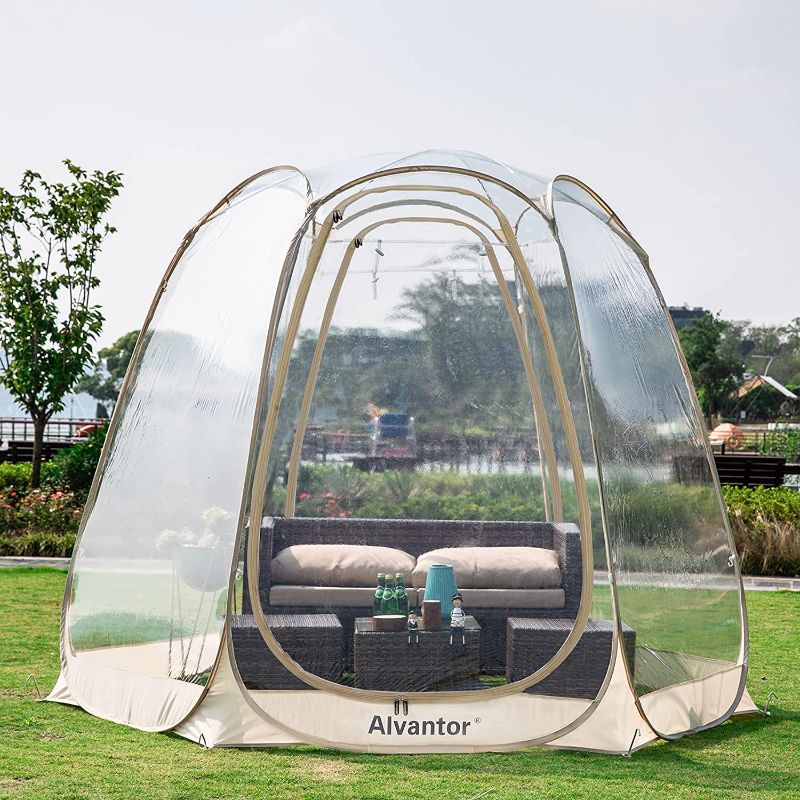 Photo 1 of Alvantor Bubble Tent Screen House Room Camping Tent Canopy Gazebos 4-6 Person for Patios, Large Oversize Weather Pod, Premium Greenhouse Instant Pop Up Tent, Cold Protection Beige 10'×10'
