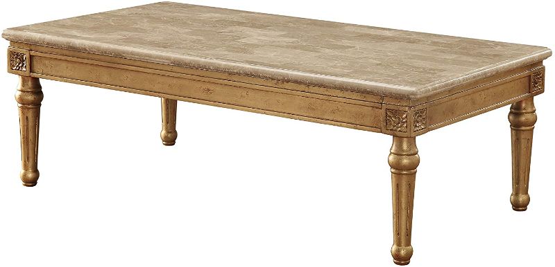 Photo 1 of ACME Furniture Daesha Coffee Table, Marble and Antique Gold 56"LX 30"W
**TABLE IS BROKEN AT THE CORNERS**
