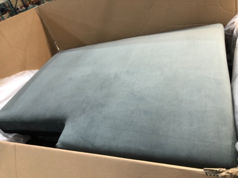 Photo 3 of **THIS IS NOT A COMPLETE SECTIONAL** BOX 2 OF 3 ONLY,**
** BOX 1 OF 3 AND BOX 3 OF 3 MISSING**
ROWEQPP Orisfur. Sectional Sofa with Two Pillows, U-Shape Upholstered Couch with Modern Elegant Velvet for Living Room Apartment Gray Velvet
