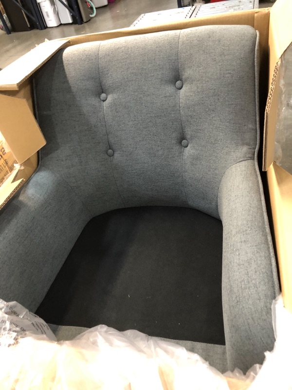 Photo 2 of *ONE CHAIR* Amazon Brand – Stone & Beam Bergen Upholstered Dining Chair with Wood Legs, 20"W, Gray
**MISSING LEGS, MISSING CUSHIONS**

