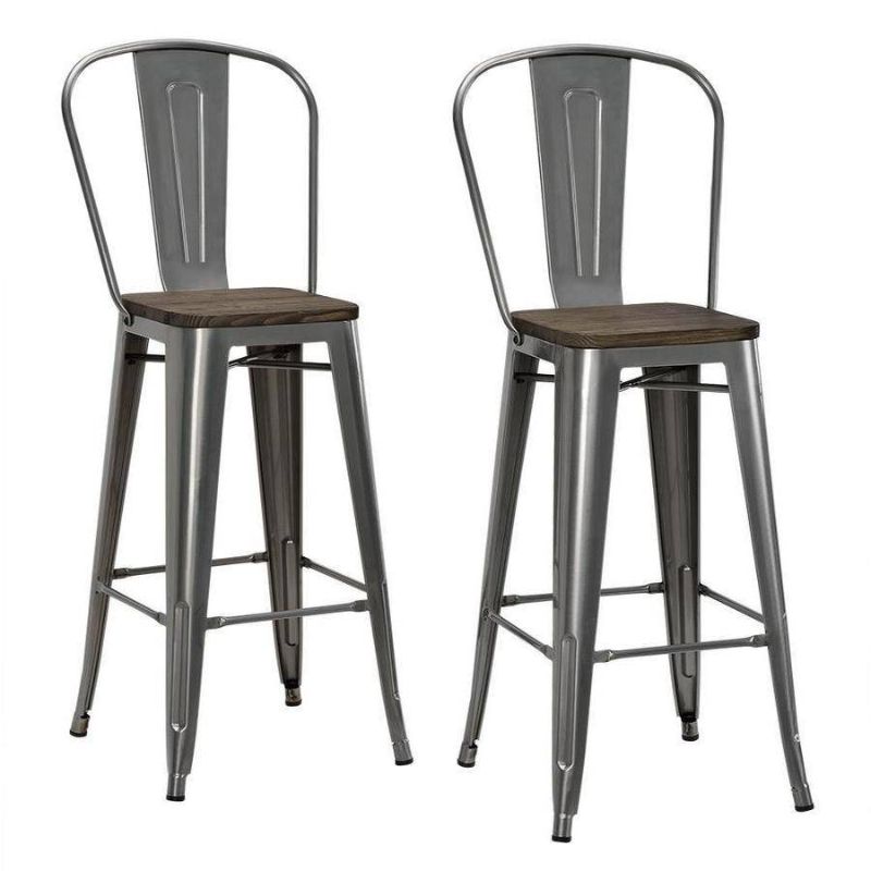 Photo 1 of DHP Luxor Metal Bar Stools, Charcoal, Set Of 2