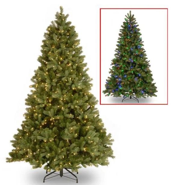 Photo 1 of 7.5 ft. Downswept Douglas Fir Artificial Christmas Tree with Dual Color LED Lights
