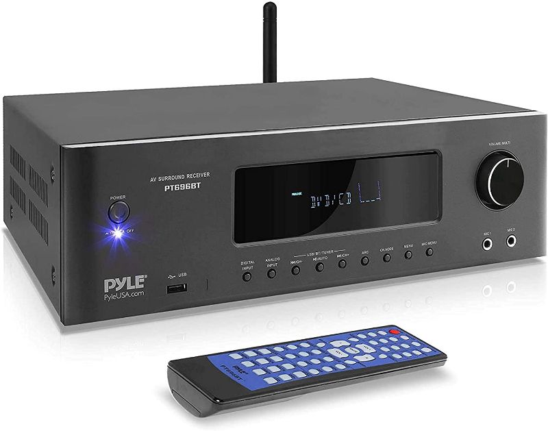 Photo 1 of 1000W Bluetooth Home Theater Receiver - 5.2-Ch Surround Sound Stereo Amplifier System with 4K Ultra HD, 3D Video & Blu-Ray Video Pass-Through Supports, MP3/USB/AM/FM Radio - Pyle PT696BT item turns on but goes into protected mode and shuts off when volume