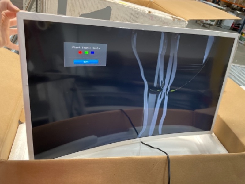 Photo 2 of DAMAGED: Samsung 32" Full HD Curved Screen LED TFT LCD Monitor Glossy White MagicBright FreeSync Technology Eco Saving Plus Eye Saver DisplayPort HDMI (LC32F397FWNXZA)
