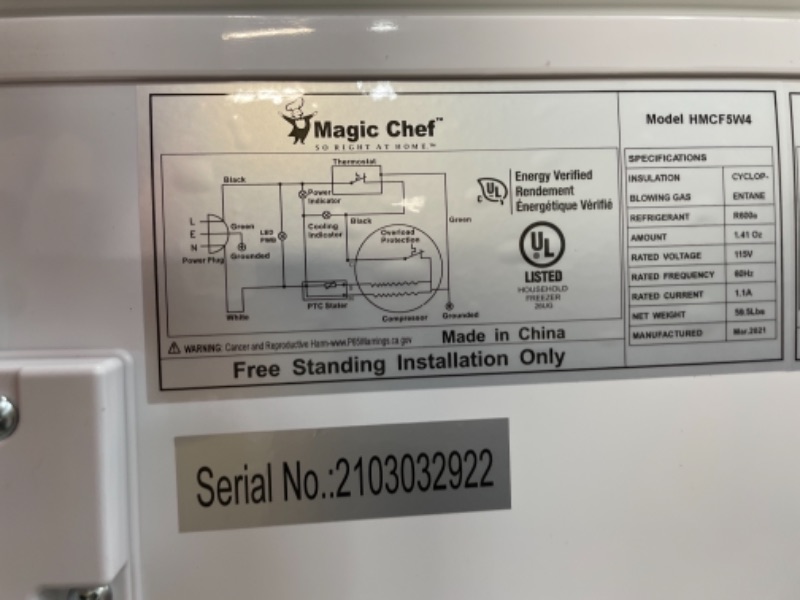 Photo 1 of 5.0 cu. ft. Chest Freezer in White
