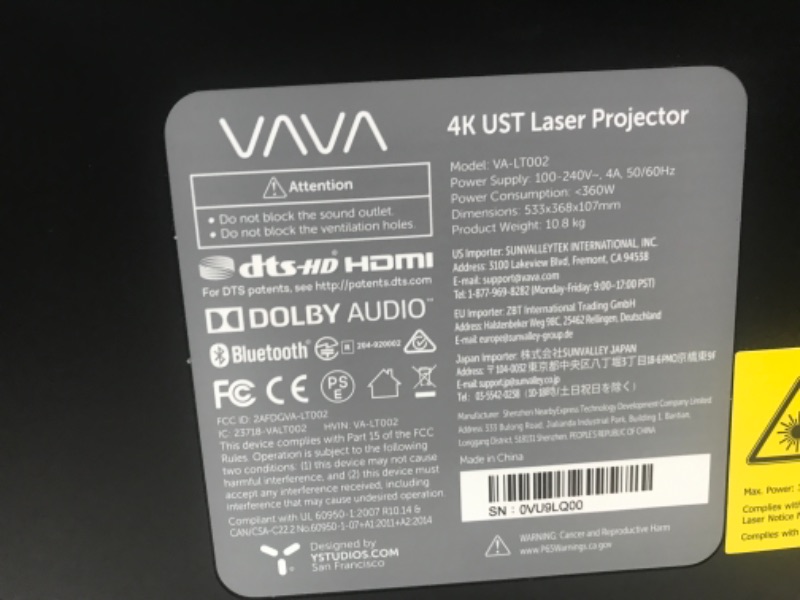 Photo 8 of VAVA 4K Projector with Wi-Fi UHD Ultra-Short Throw Laser Smart TV 2500 Lumens