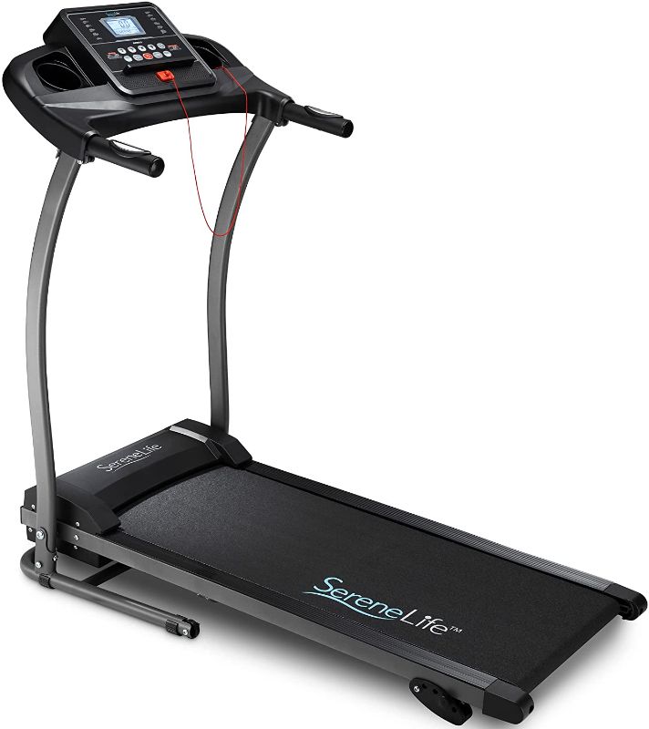 Photo 1 of 
SereneLife Folding Treadmill - Foldable Home Fitness Equipment with LCD for Walking & Running - Cardio Exercise Machine - 4 Incline Levels - 12 Preset..