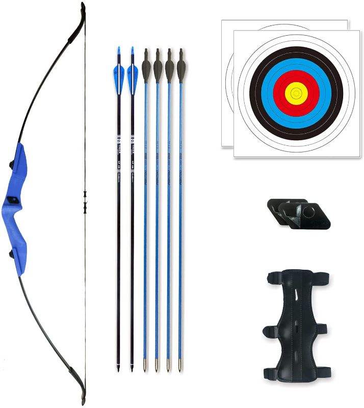 Photo 1 of 
TIGER ARCHERY Recurve Bow and Arrow Set for Adult & Youth Beginner 40lbs Target Practice Hunting Bow Included Bow Rest and Bowstring Finger Savers
Color:Blue
Size:40lbs