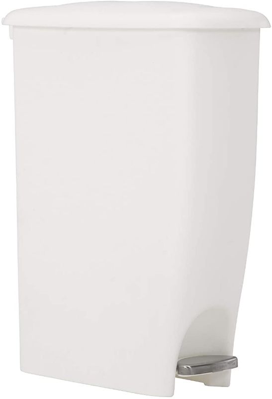 Photo 1 of 
Rubbermaid Step On Lid Slim Trash Can for Home, Kitchen, and Laundry Room Garbage, 11.3 Gallon, White
Color:White
