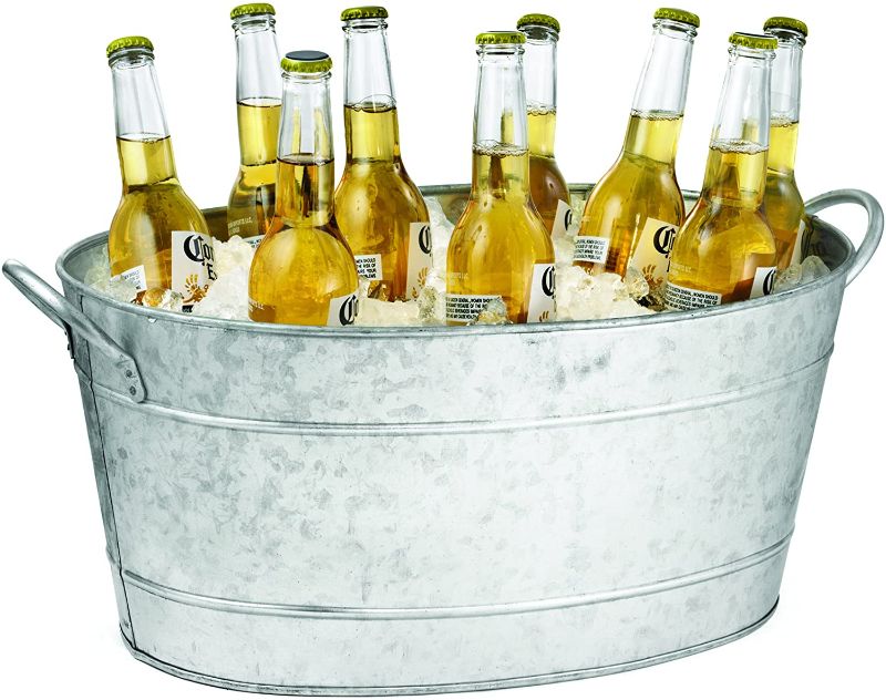 Photo 2 of 
Tablecraft Galvanised Steel Oval Beverage Tub 21ltr | Party Tub, Drinks Pail, Beer Bottle Cooler